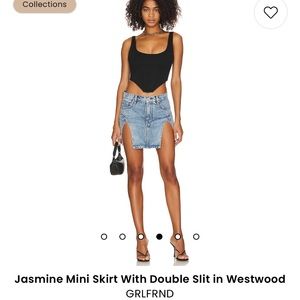 GRLFRND Jasmine Denim Double Spilt mini skirt